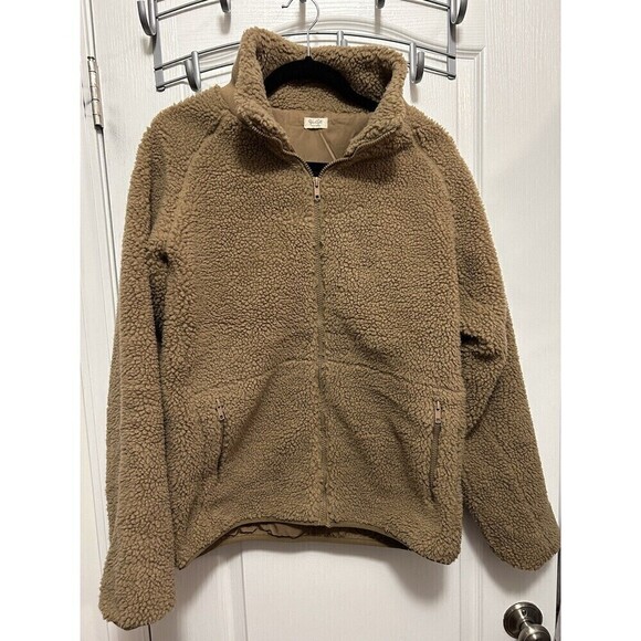 John Galt Full Zip Jacket long sleeve fuzzy Camel brown Women’s One Size teddy - Picture 1 of 16